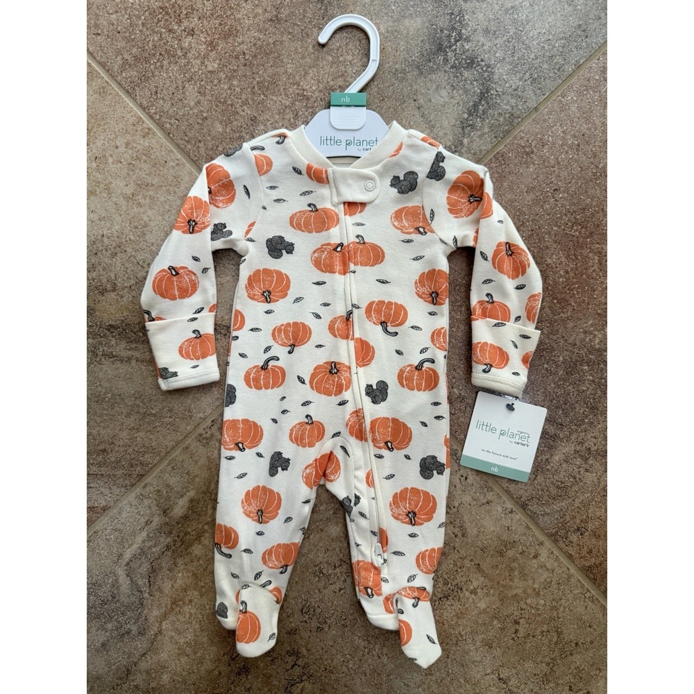 Little Plant By Carter's Baby Organic Cotton Sleep & Play Harvest Pumpkins NB